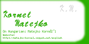 kornel matejko business card